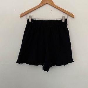 Free People Beach Black Ruffle Hem Shorts